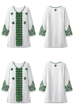 premium white Embrided kurti with green squin work